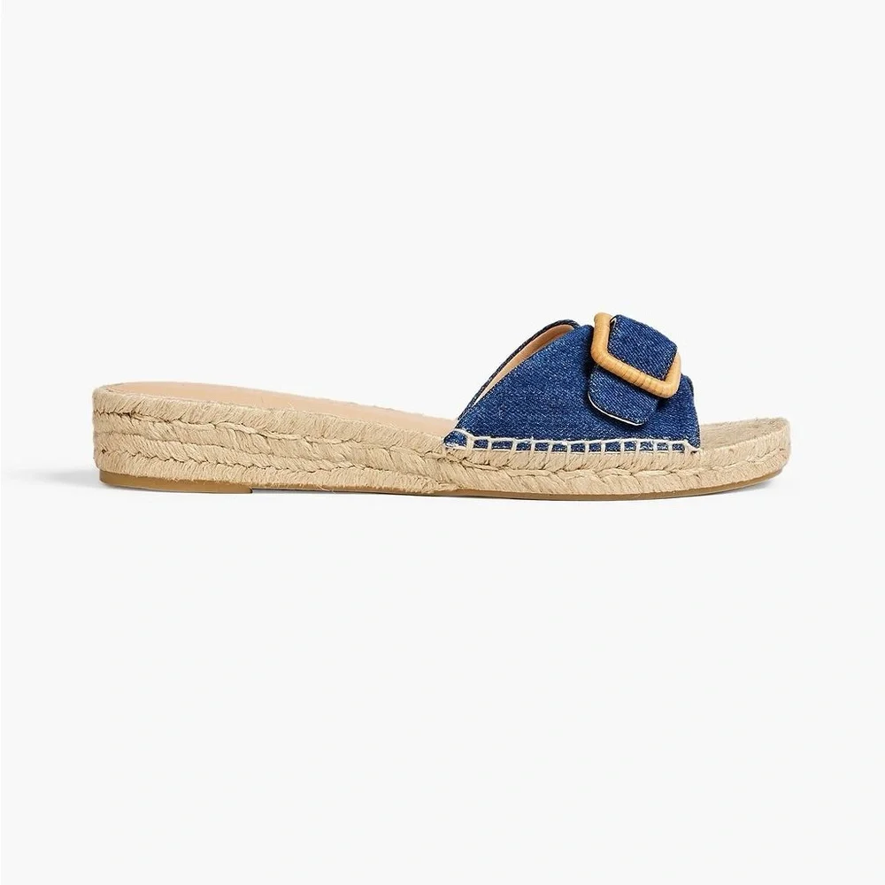 NWOT Veronica Beard Apa buckled denim espadrille slides Size 8